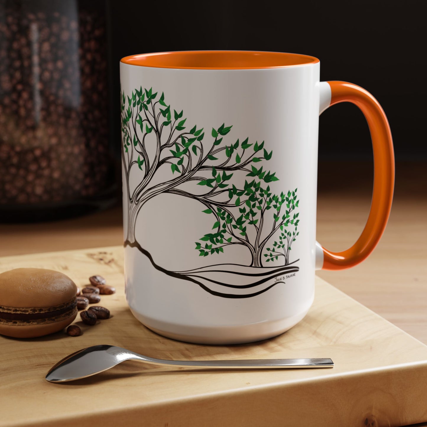 “Summer Dream”, IMAGINE™ Series, Hand-Drawn Art Print, White Ceramic Accent Mug—2 of 4 Seasons Collection—15 oz or 11 oz