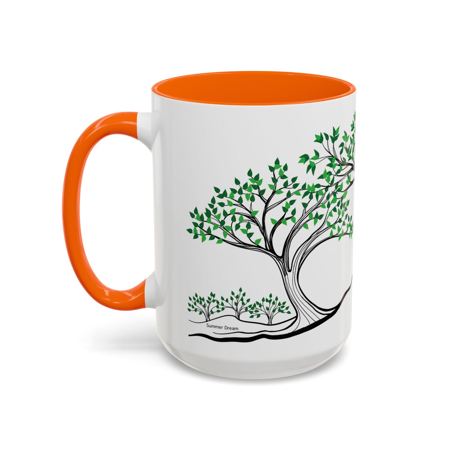 “Summer Dream”, IMAGINE™ Series, Hand-Drawn Art Print, White Ceramic Accent Mug—2 of 4 Seasons Collection—15 oz or 11 oz