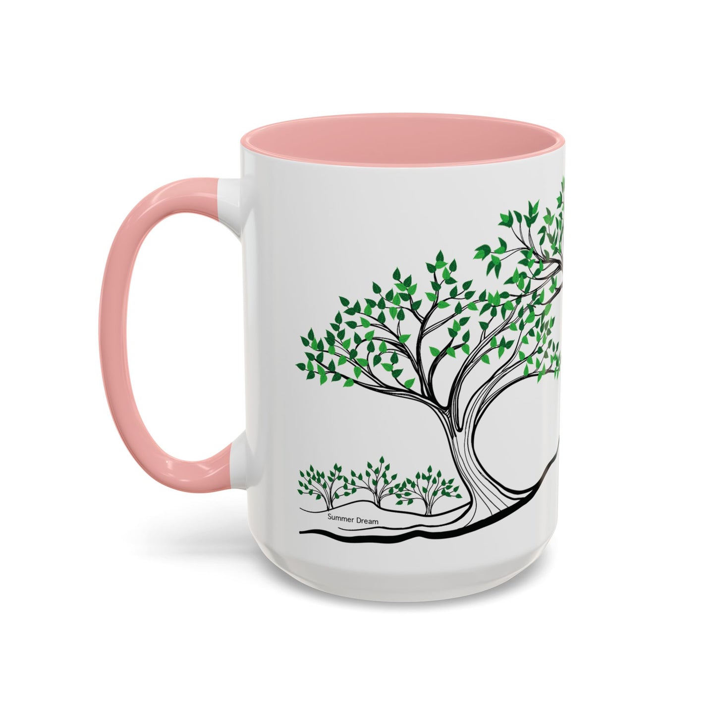 “Summer Dream”, IMAGINE™ Series, Hand-Drawn Art Print, White Ceramic Accent Mug—2 of 4 Seasons Collection—15 oz or 11 oz