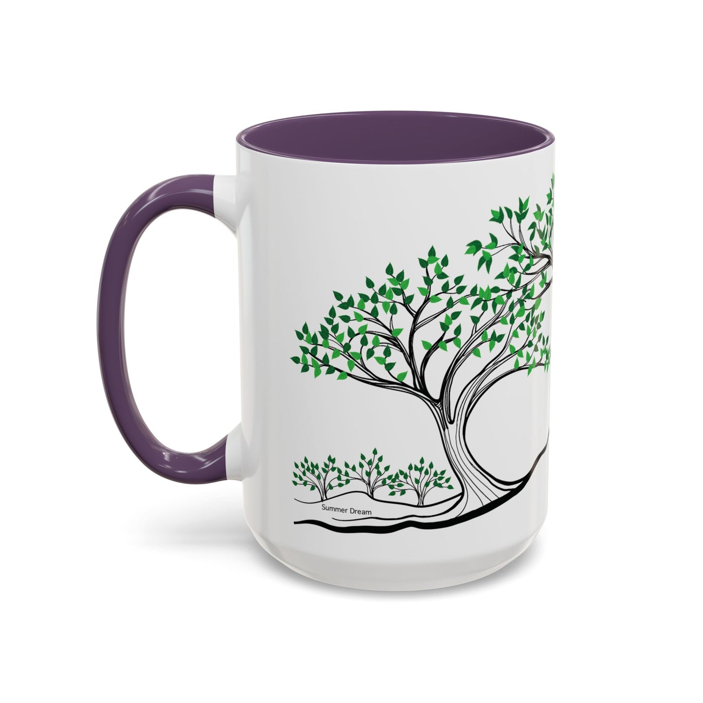 “Summer Dream”, IMAGINE™ Series, Hand-Drawn Art Print, White Ceramic Accent Mug—2 of 4 Seasons Collection—15 oz or 11 oz