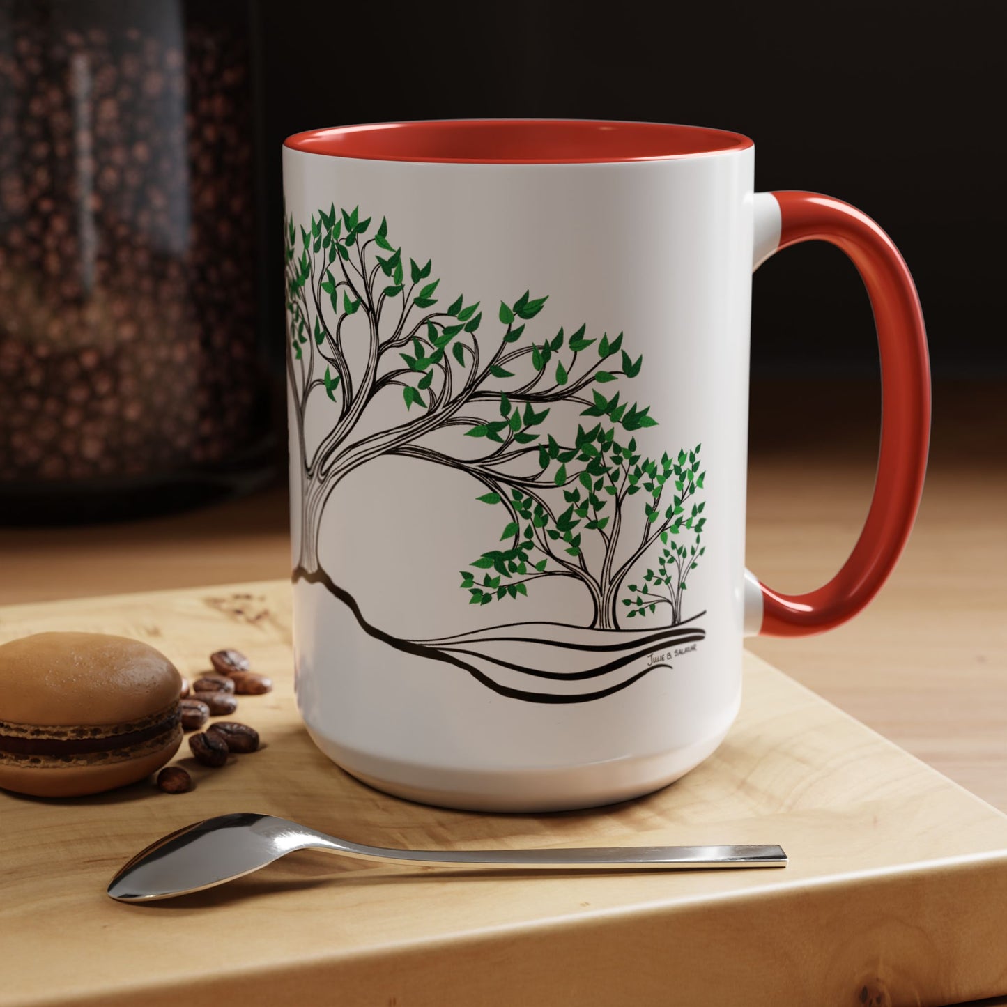 “Summer Dream”, IMAGINE™ Series, Hand-Drawn Art Print, White Ceramic Accent Mug—2 of 4 Seasons Collection—15 oz or 11 oz