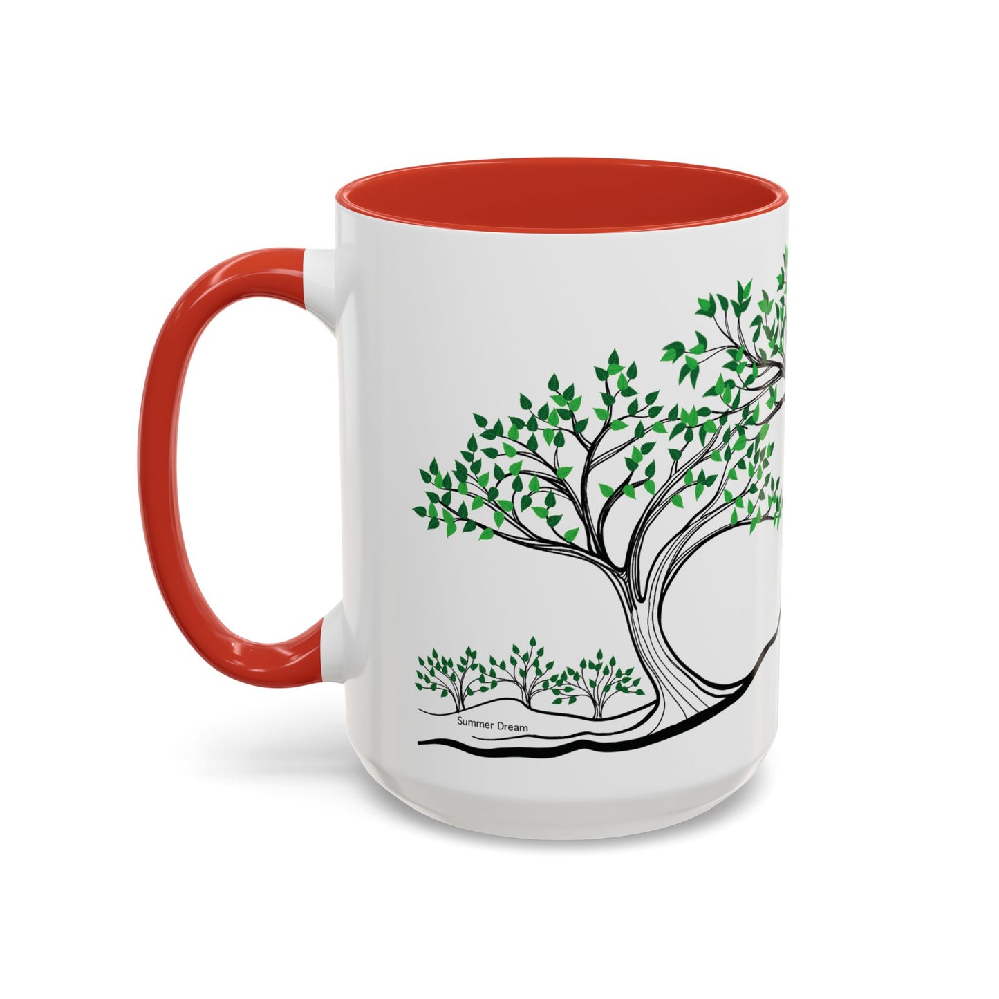 “Summer Dream”, IMAGINE™ Series, Hand-Drawn Art Print, White Ceramic Accent Mug—2 of 4 Seasons Collection—15 oz or 11 oz
