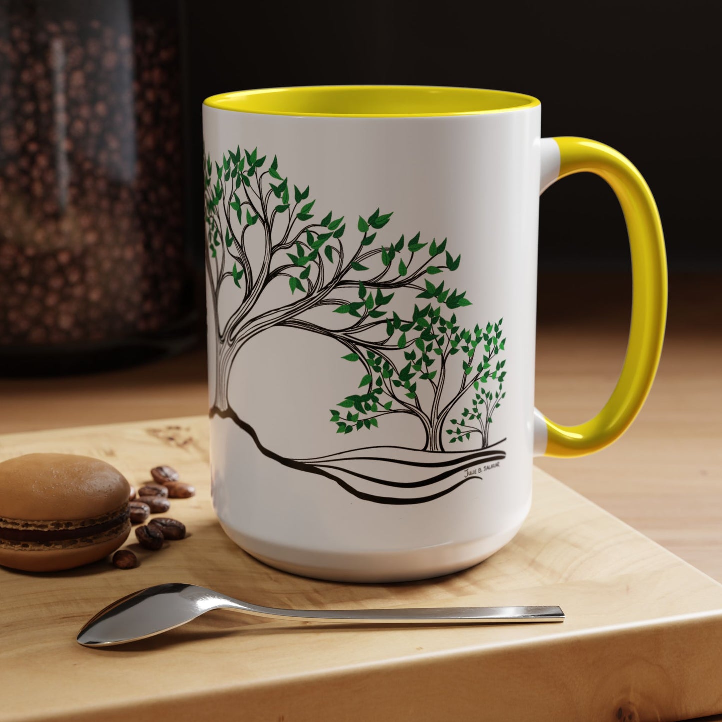“Summer Dream”, IMAGINE™ Series, Hand-Drawn Art Print, White Ceramic Accent Mug—2 of 4 Seasons Collection—15 oz or 11 oz