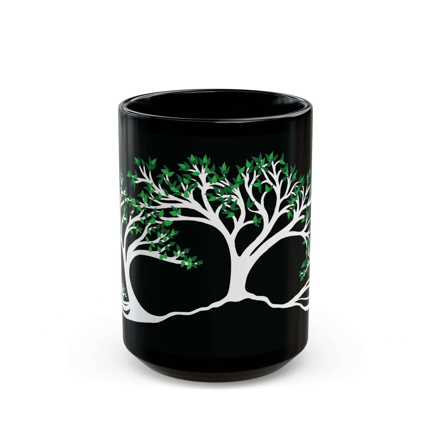 “Summer Dream”, IMAGINE™ Series, Hand-Drawn Art Print, Black Ceramic Mug—2 of 4 Seasons Collection—15 oz or 11 oz