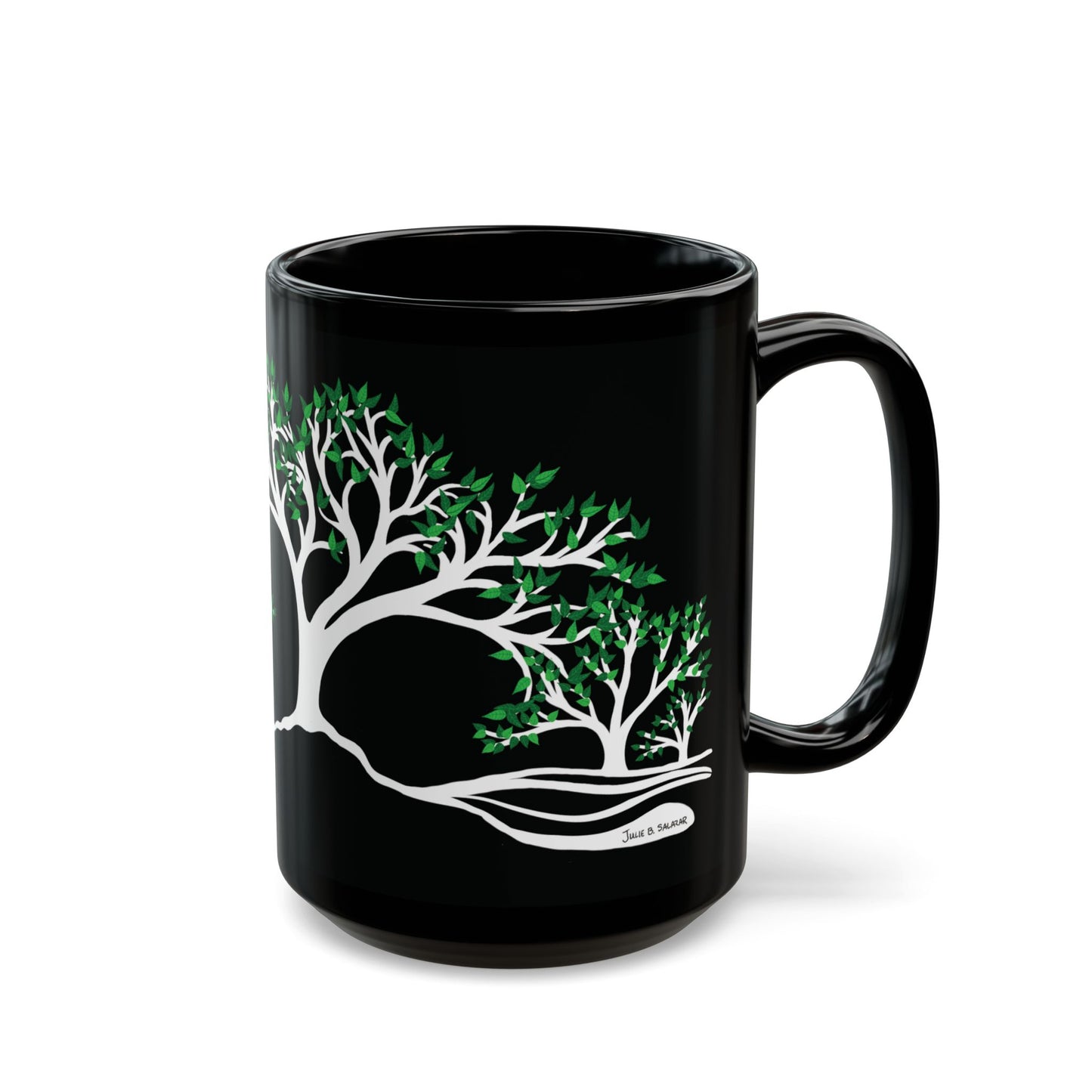 “Summer Dream”, IMAGINE™ Series, Hand-Drawn Art Print, Black Ceramic Mug—2 of 4 Seasons Collection—15 oz or 11 oz