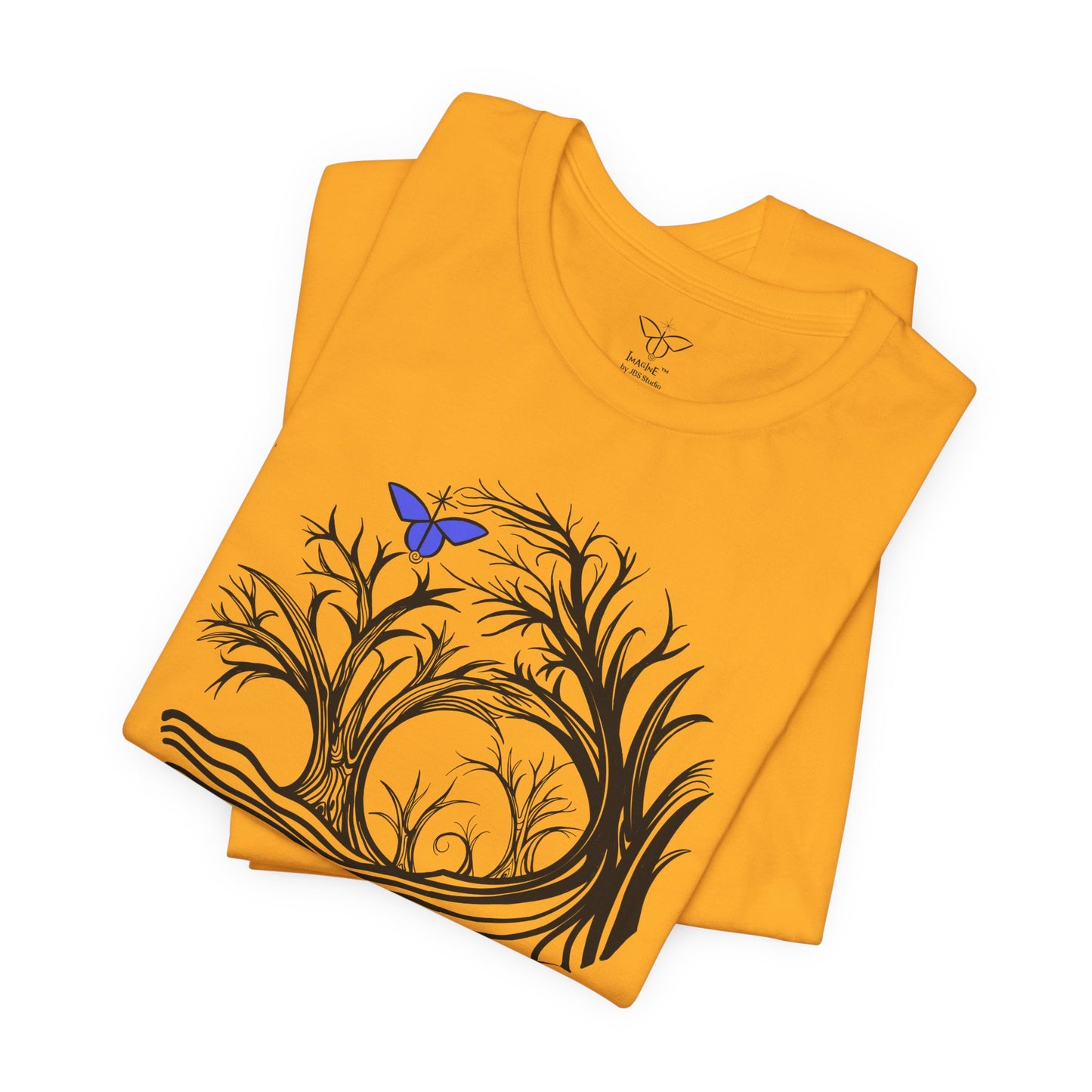 "Butterfly Dreamer", IMAGINE™ Series, Hand-Drawn Art Print, Bella+Canvas 3001 Unisex Jersey Short Sleeve Tee