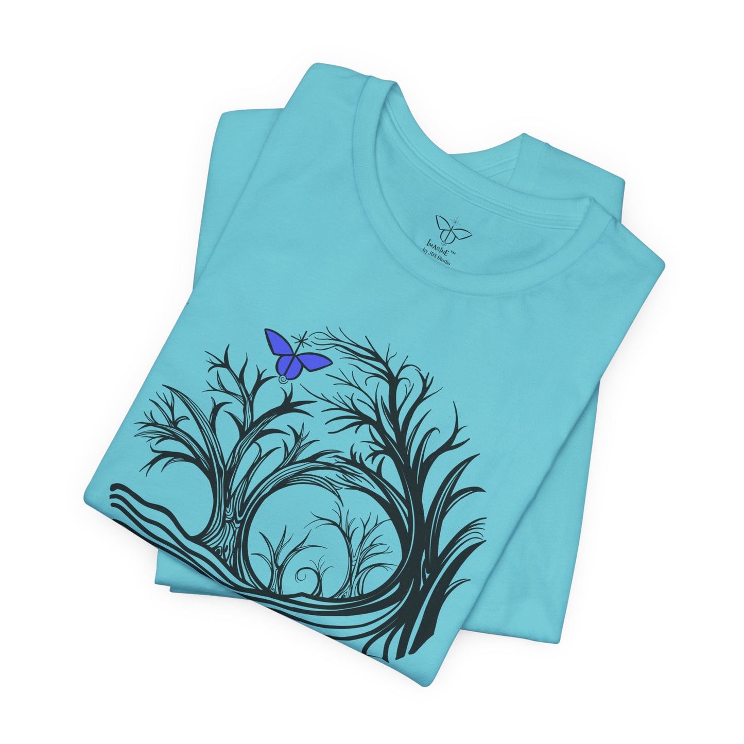 "Butterfly Dreamer", IMAGINE™ Series, Hand-Drawn Art Print, Bella+Canvas 3001 Unisex Jersey Short Sleeve Tee