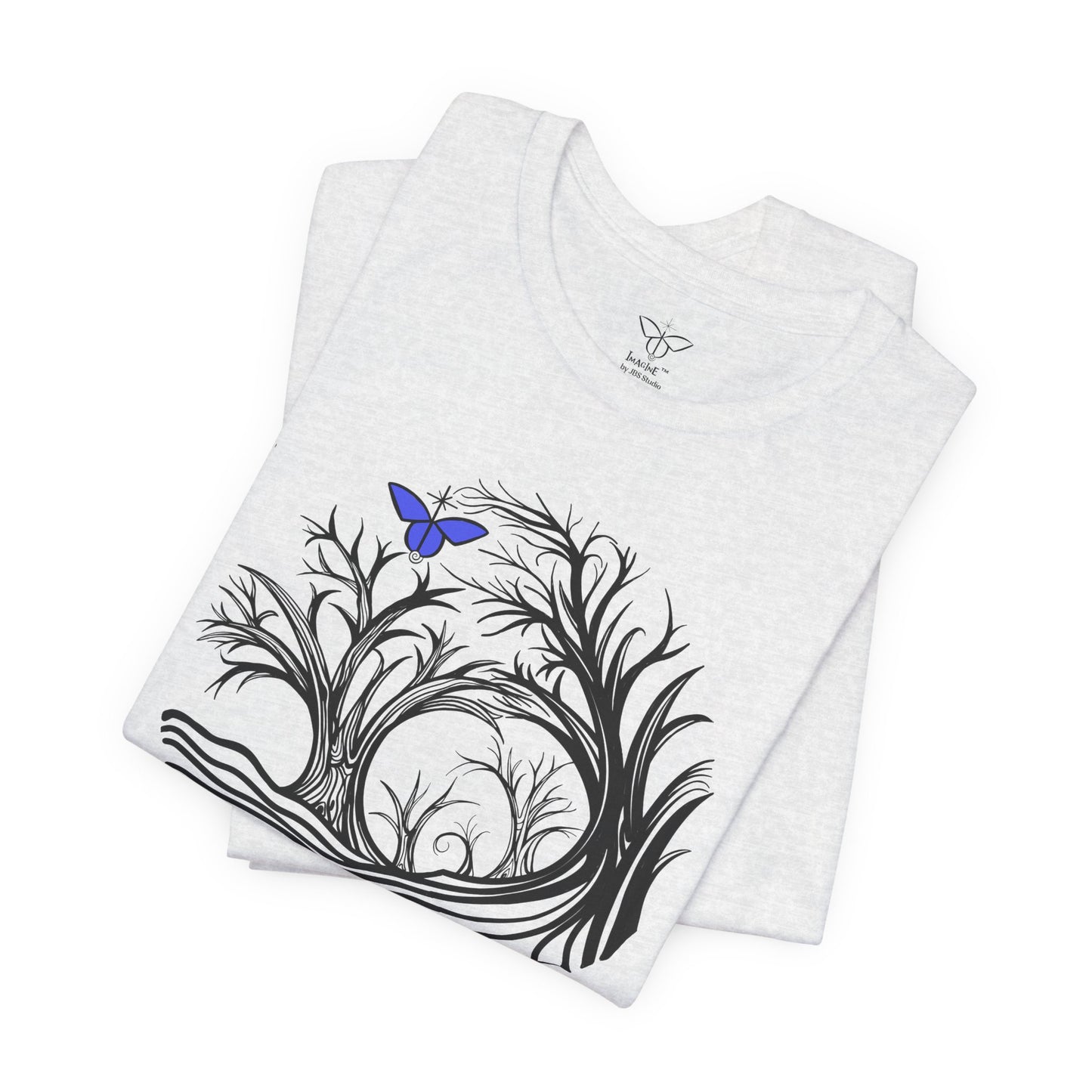 "Butterfly Dreamer", IMAGINE™ Series, Hand-Drawn Art Print, Bella+Canvas 3001 Unisex Jersey Short Sleeve Tee