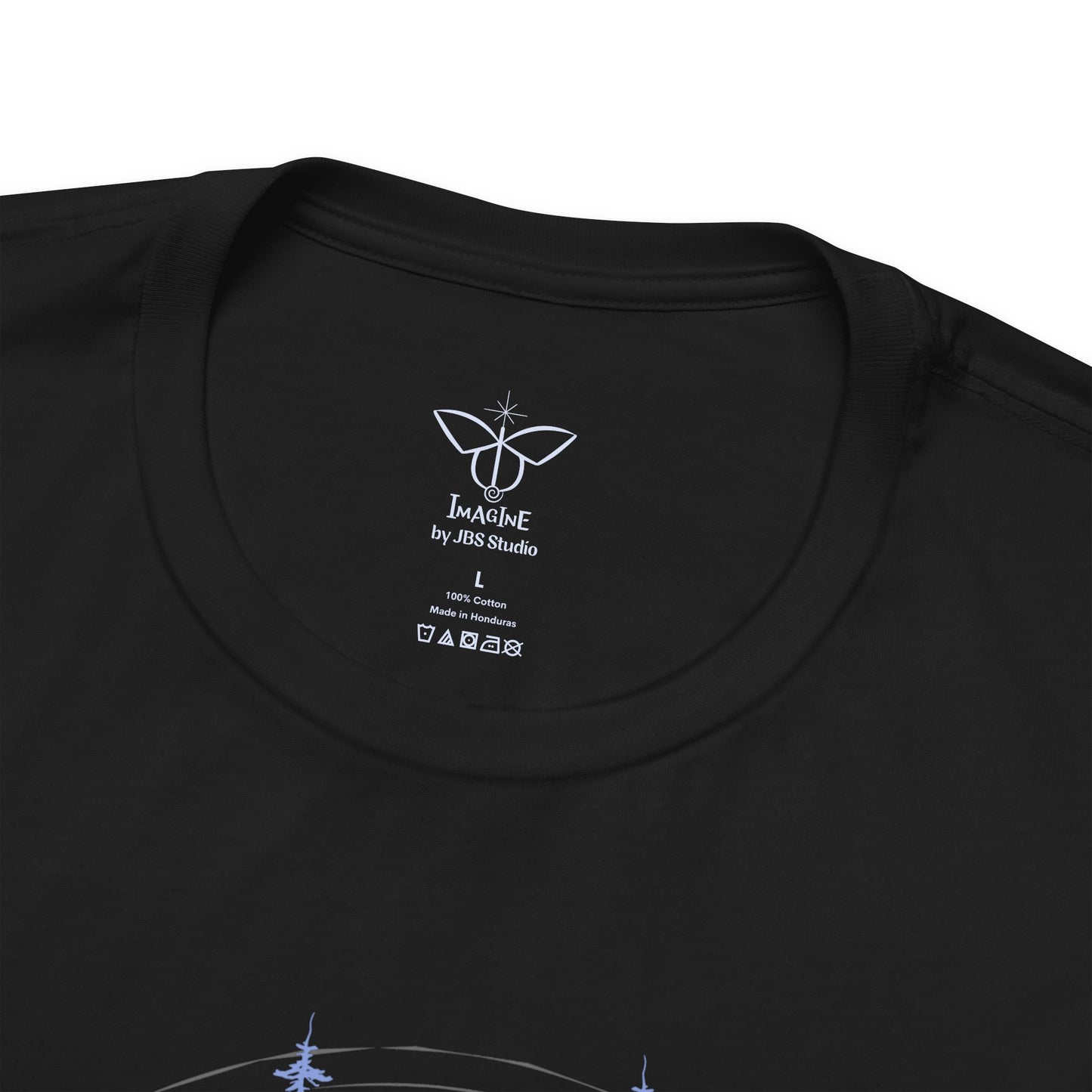 "Peaceful Blue",  IMAGINE™ Series, Hand-Drawn Art Print, Bella+Canvas 3001 Unisex Jersey Short Sleeve Tee