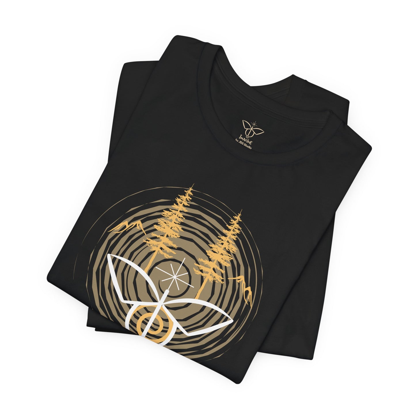 "Golden Dawn", IMAGINE™ Series, Hand-Drawn Art Print, Bella+Canvas 3001 Unisex Jersey Short Sleeve Tee