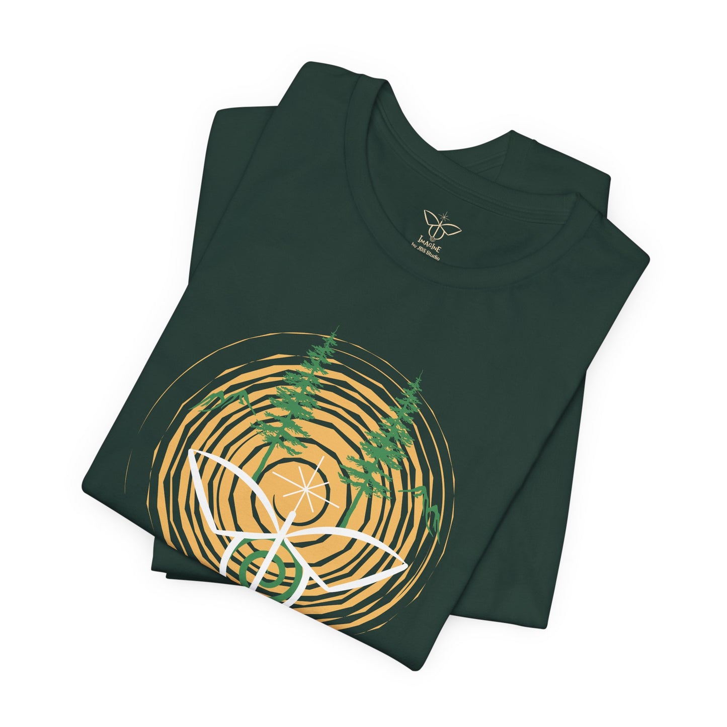 "Green Awakening", IMAGINE™ Series, Hand-Drawn Art Print, Bella+Canvas 3001 Unisex Jersey Short Sleeve Tee