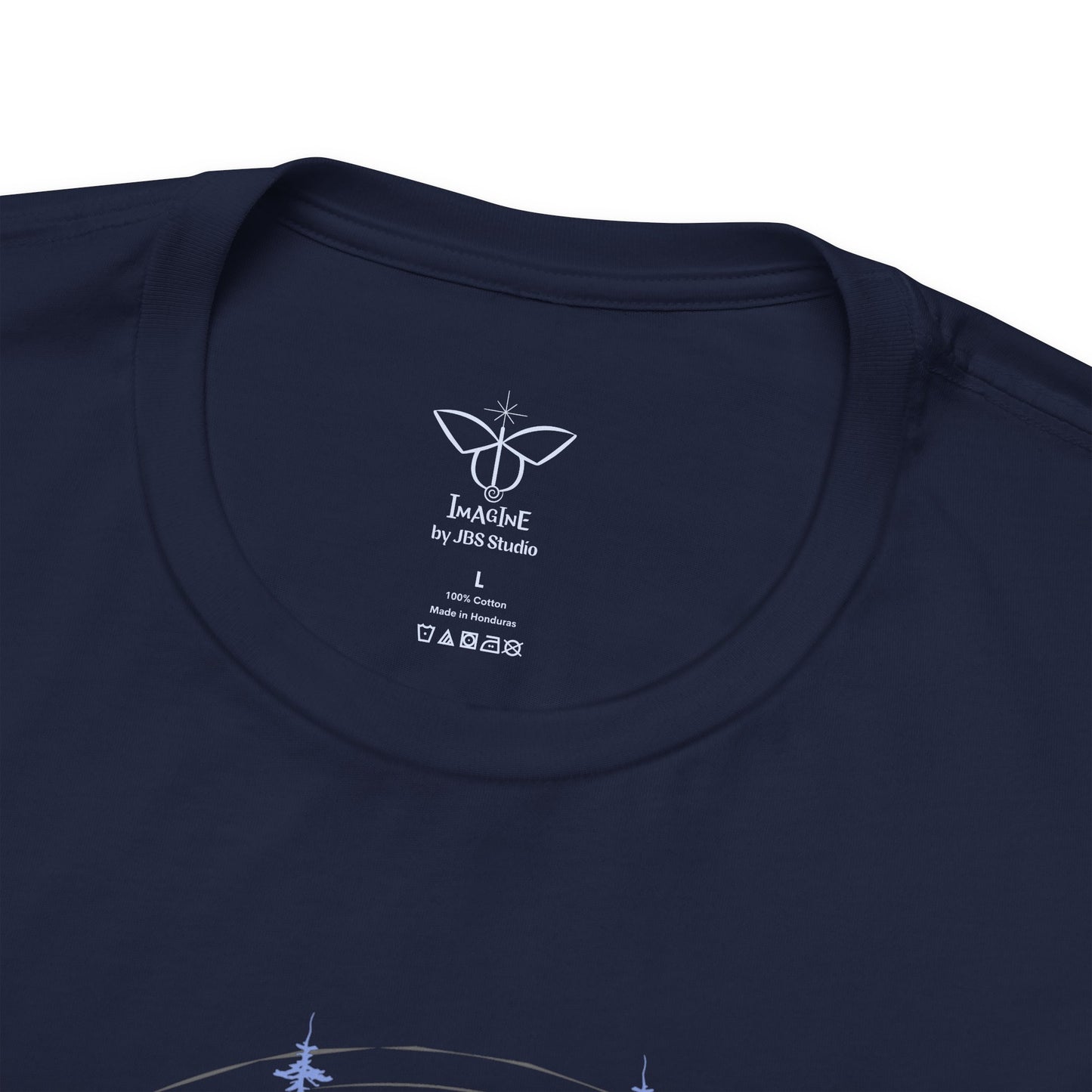 "Peaceful Blue",  IMAGINE™ Series, Hand-Drawn Art Print, Bella+Canvas 3001 Unisex Jersey Short Sleeve Tee