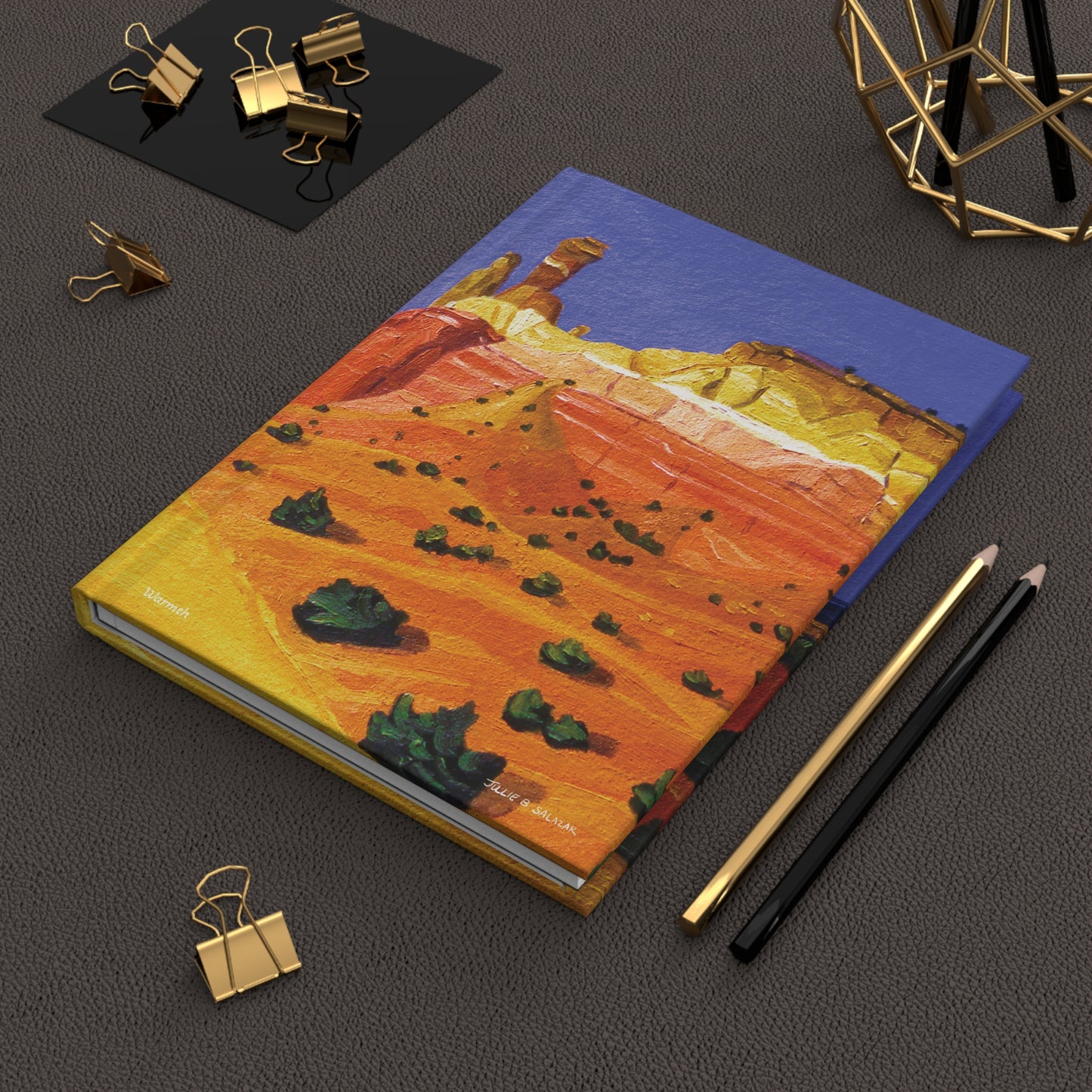 "Warmth", Southwest Landscape, Oil on Paper Art Print, Hardcover Journal—Lined or Blank