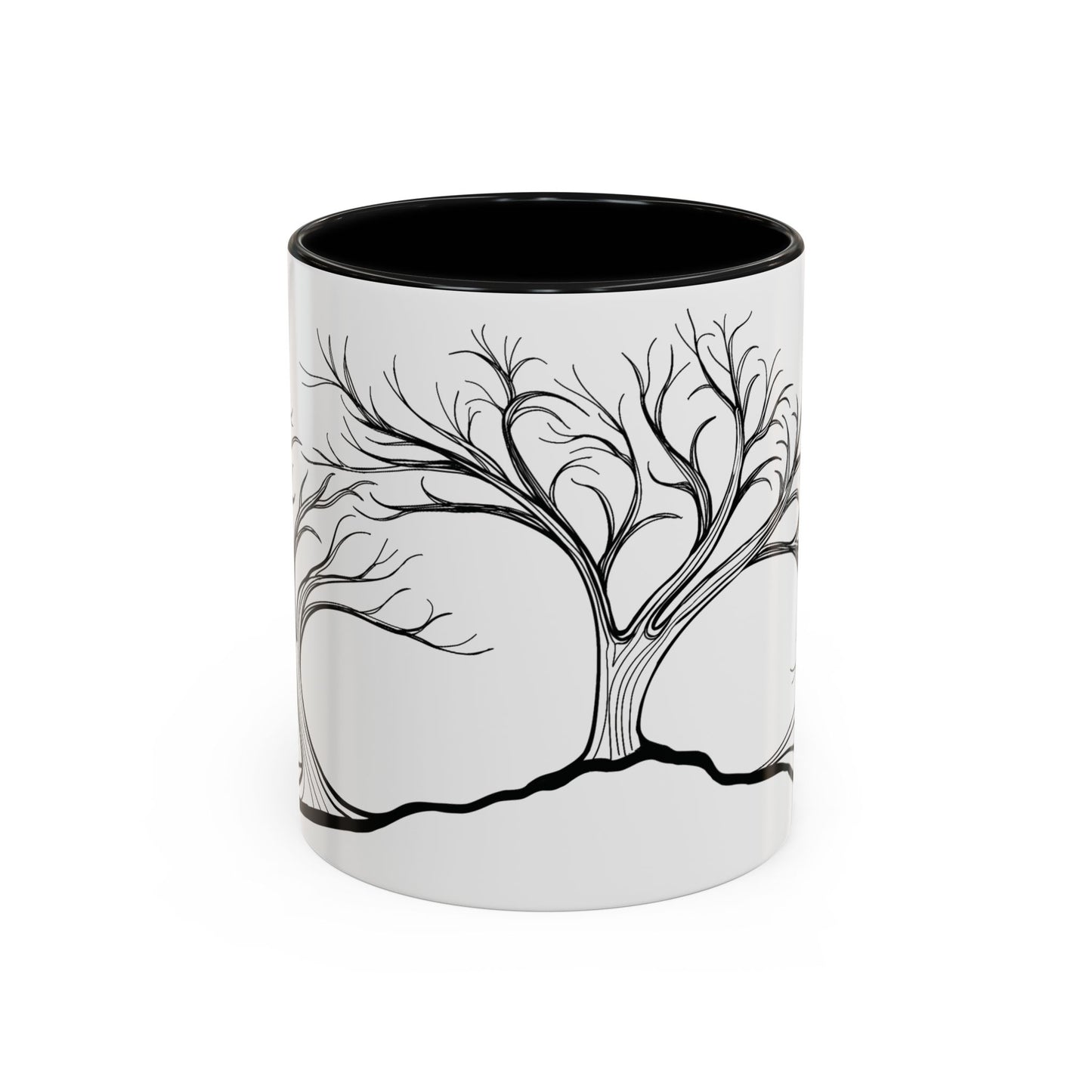“Winter Wonder”, IMAGINE™ Series, Hand-Drawn Art Print, White Ceramic Accent Mug—4 of 4 Seasons Collection—15 oz or 11 oz