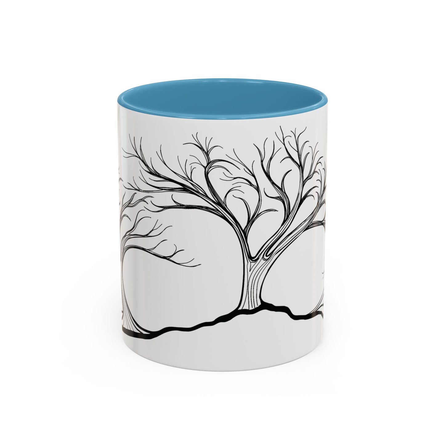 “Winter Wonder”, IMAGINE™ Series, Hand-Drawn Art Print, White Ceramic Accent Mug—4 of 4 Seasons Collection—15 oz or 11 oz
