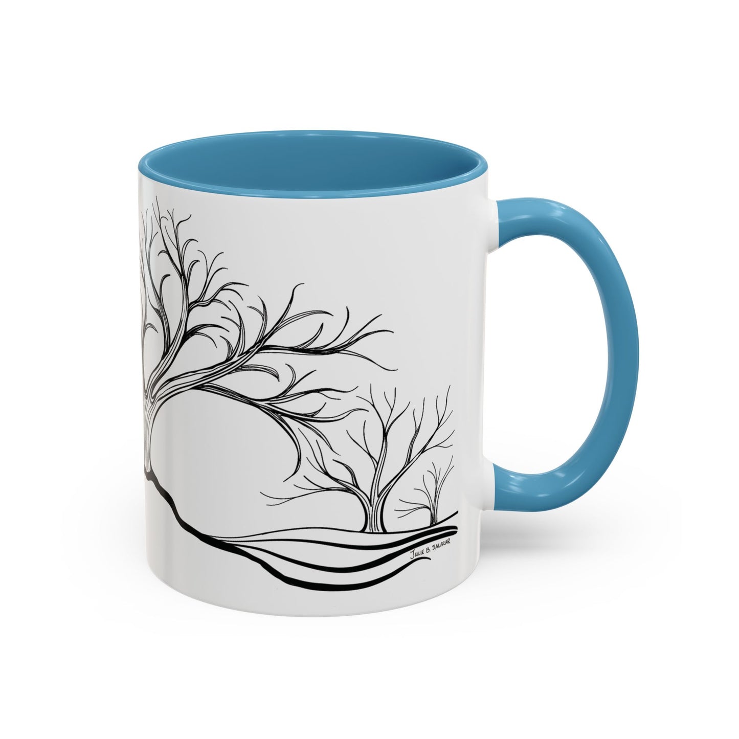 “Winter Wonder”, IMAGINE™ Series, Hand-Drawn Art Print, White Ceramic Accent Mug—4 of 4 Seasons Collection—15 oz or 11 oz