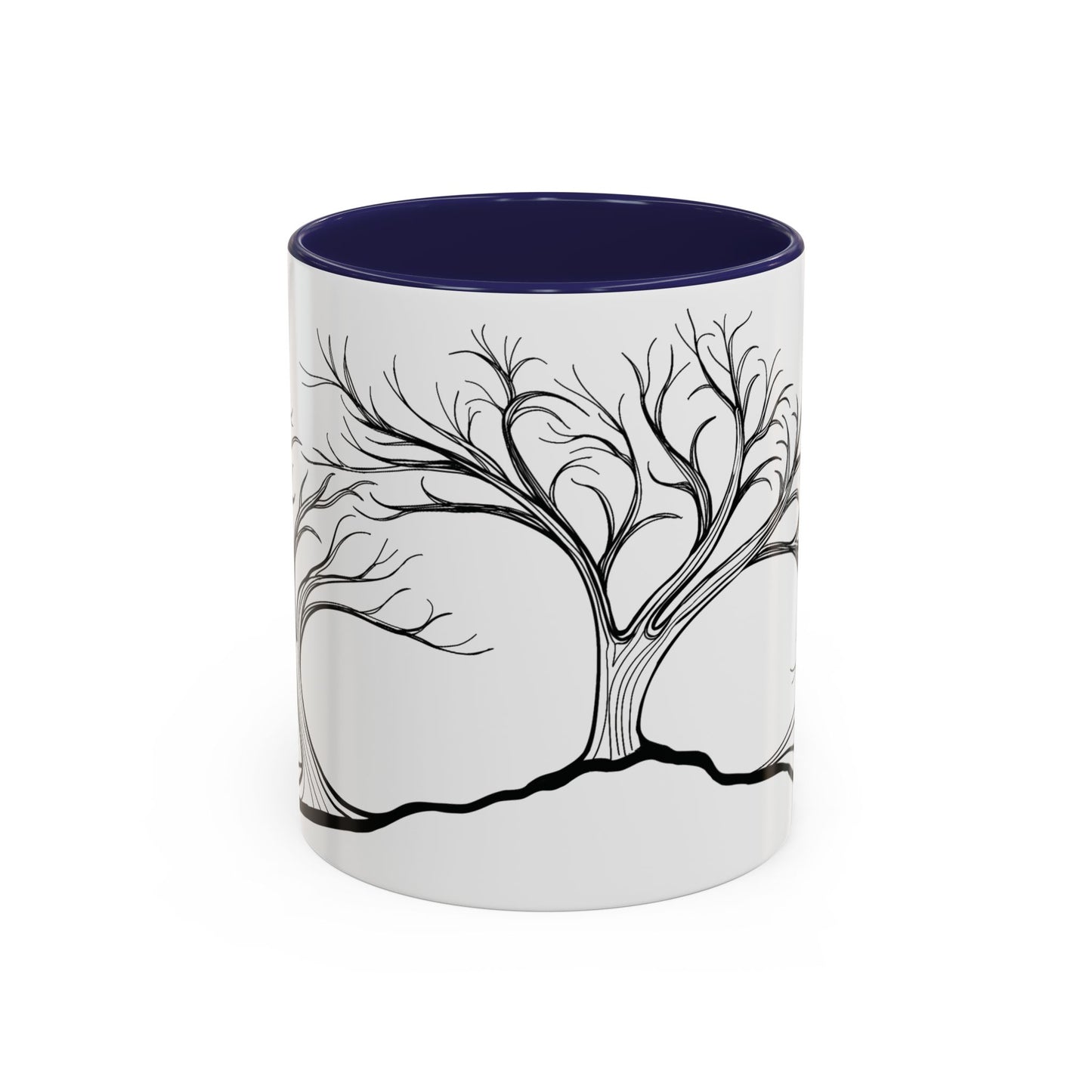 “Winter Wonder”, IMAGINE™ Series, Hand-Drawn Art Print, White Ceramic Accent Mug—4 of 4 Seasons Collection—15 oz or 11 oz