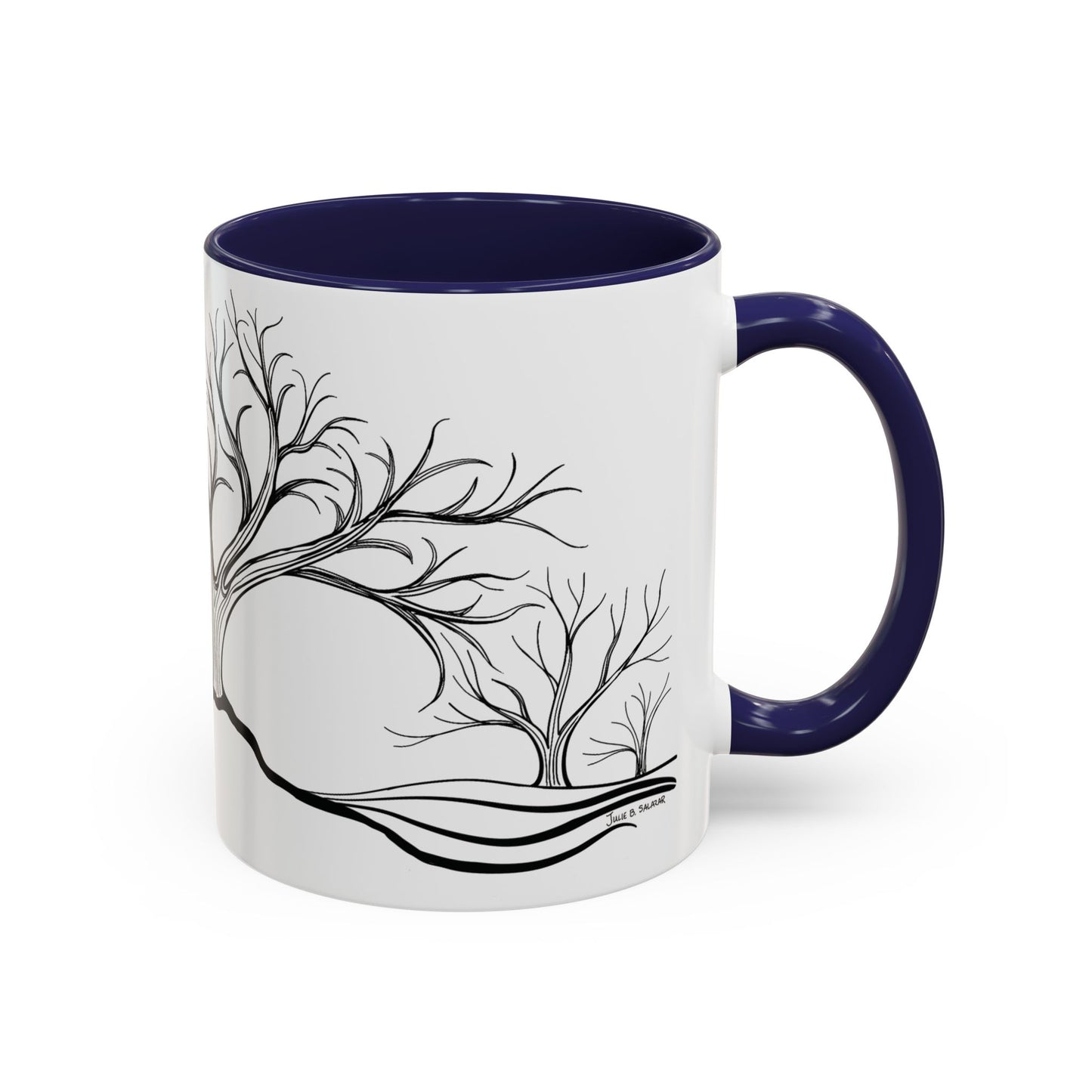 “Winter Wonder”, IMAGINE™ Series, Hand-Drawn Art Print, White Ceramic Accent Mug—4 of 4 Seasons Collection—15 oz or 11 oz