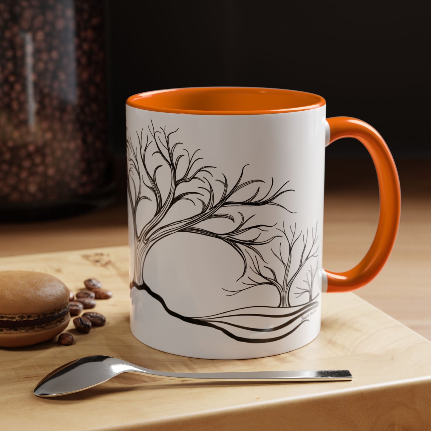 “Winter Wonder”, IMAGINE™ Series, Hand-Drawn Art Print, White Ceramic Accent Mug—4 of 4 Seasons Collection—15 oz or 11 oz