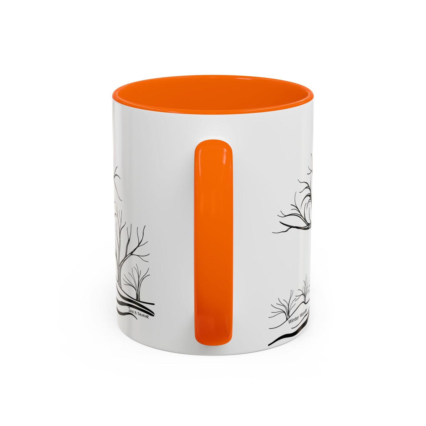 “Winter Wonder”, IMAGINE™ Series, Hand-Drawn Art Print, White Ceramic Accent Mug—4 of 4 Seasons Collection—15 oz or 11 oz