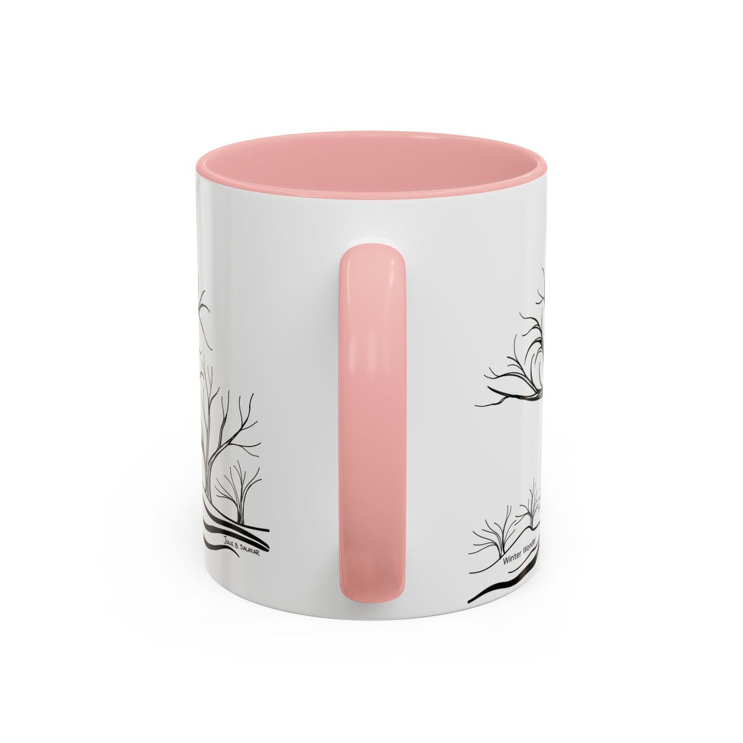 “Winter Wonder”, IMAGINE™ Series, Hand-Drawn Art Print, White Ceramic Accent Mug—4 of 4 Seasons Collection—15 oz or 11 oz