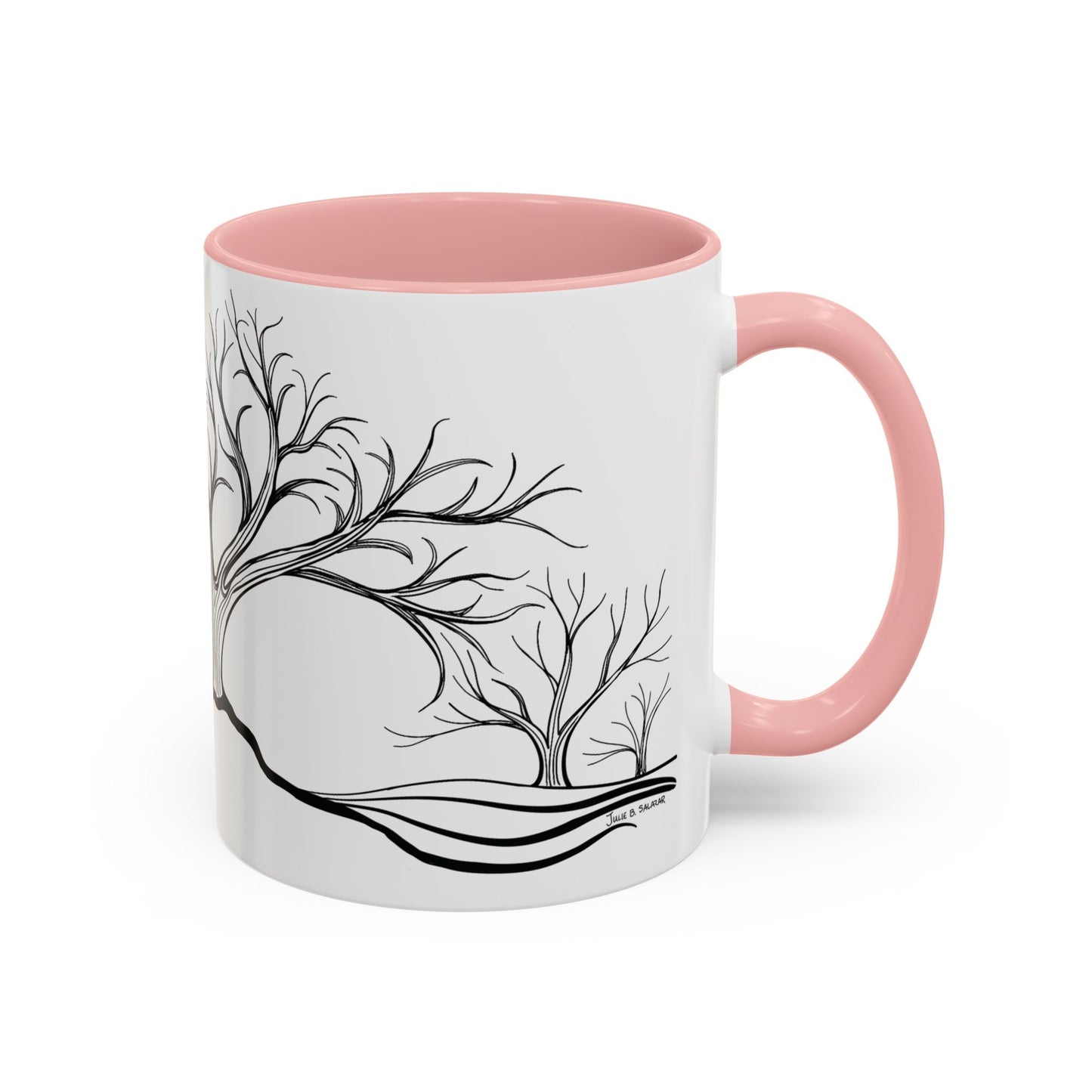 “Winter Wonder”, IMAGINE™ Series, Hand-Drawn Art Print, White Ceramic Accent Mug—4 of 4 Seasons Collection—15 oz or 11 oz