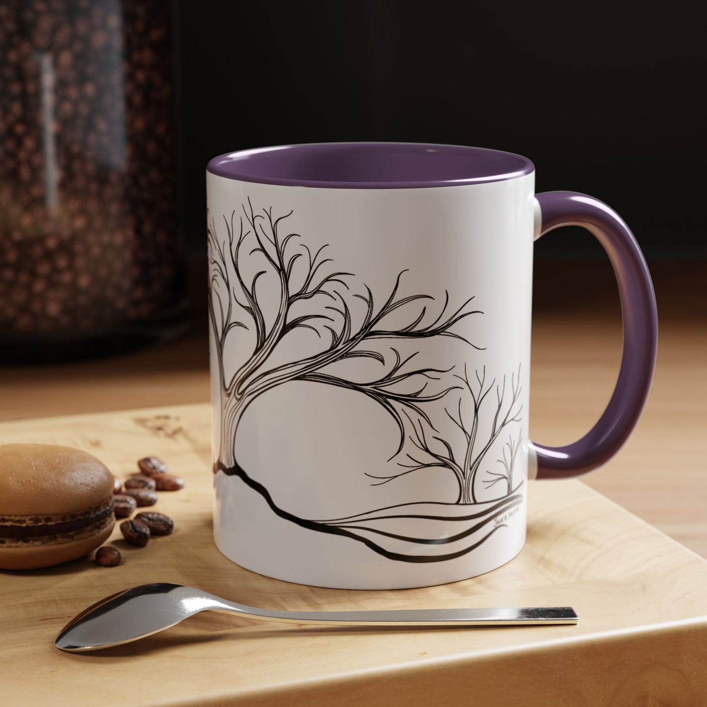 “Winter Wonder”, IMAGINE™ Series, Hand-Drawn Art Print, White Ceramic Accent Mug—4 of 4 Seasons Collection—15 oz or 11 oz