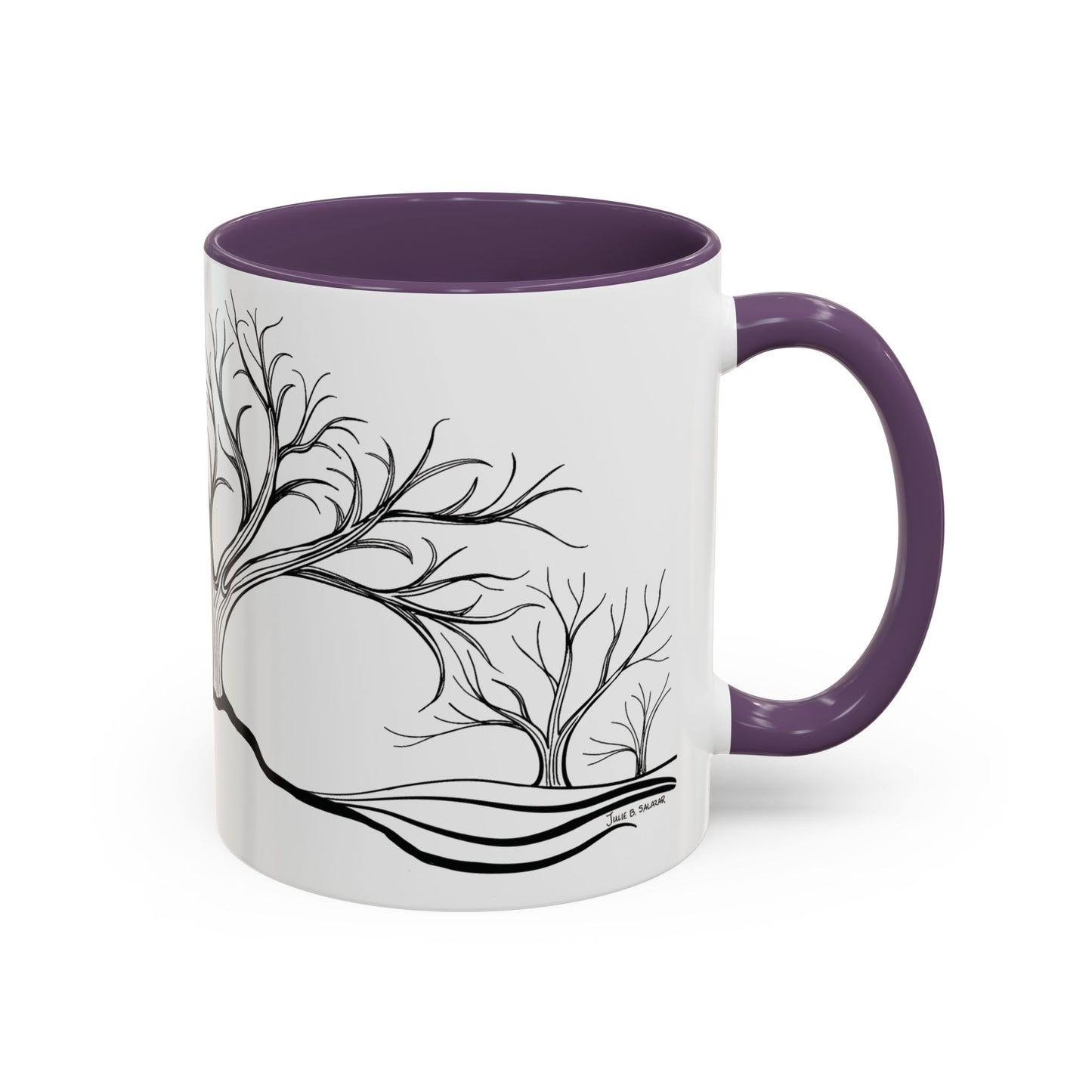 “Winter Wonder”, IMAGINE™ Series, Hand-Drawn Art Print, White Ceramic Accent Mug—4 of 4 Seasons Collection—15 oz or 11 oz