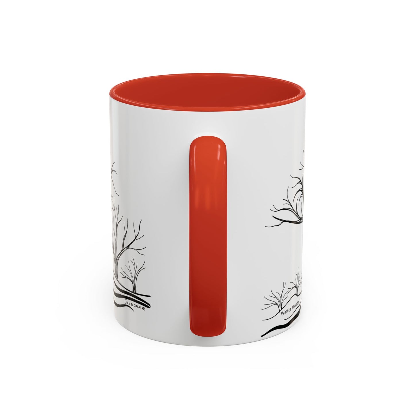 “Winter Wonder”, IMAGINE™ Series, Hand-Drawn Art Print, White Ceramic Accent Mug—4 of 4 Seasons Collection—15 oz or 11 oz