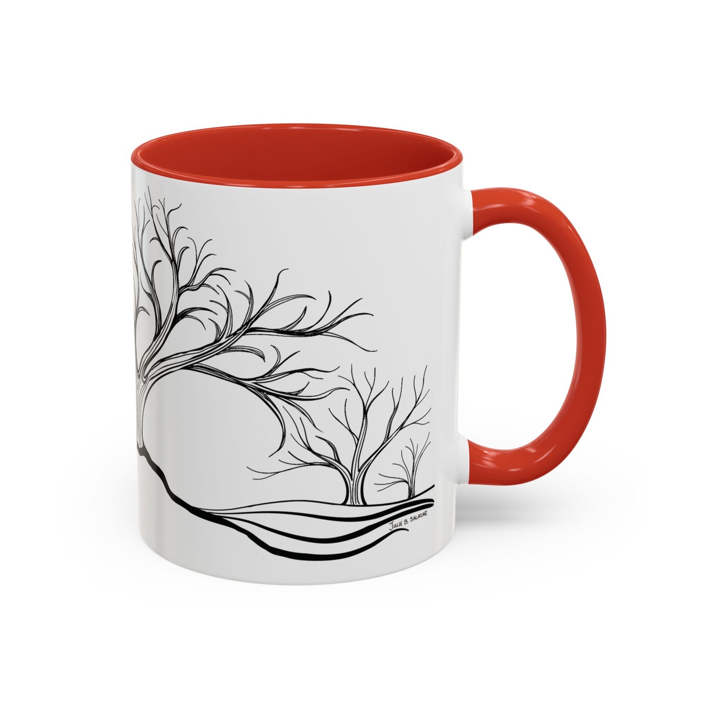 “Winter Wonder”, IMAGINE™ Series, Hand-Drawn Art Print, White Ceramic Accent Mug—4 of 4 Seasons Collection—15 oz or 11 oz