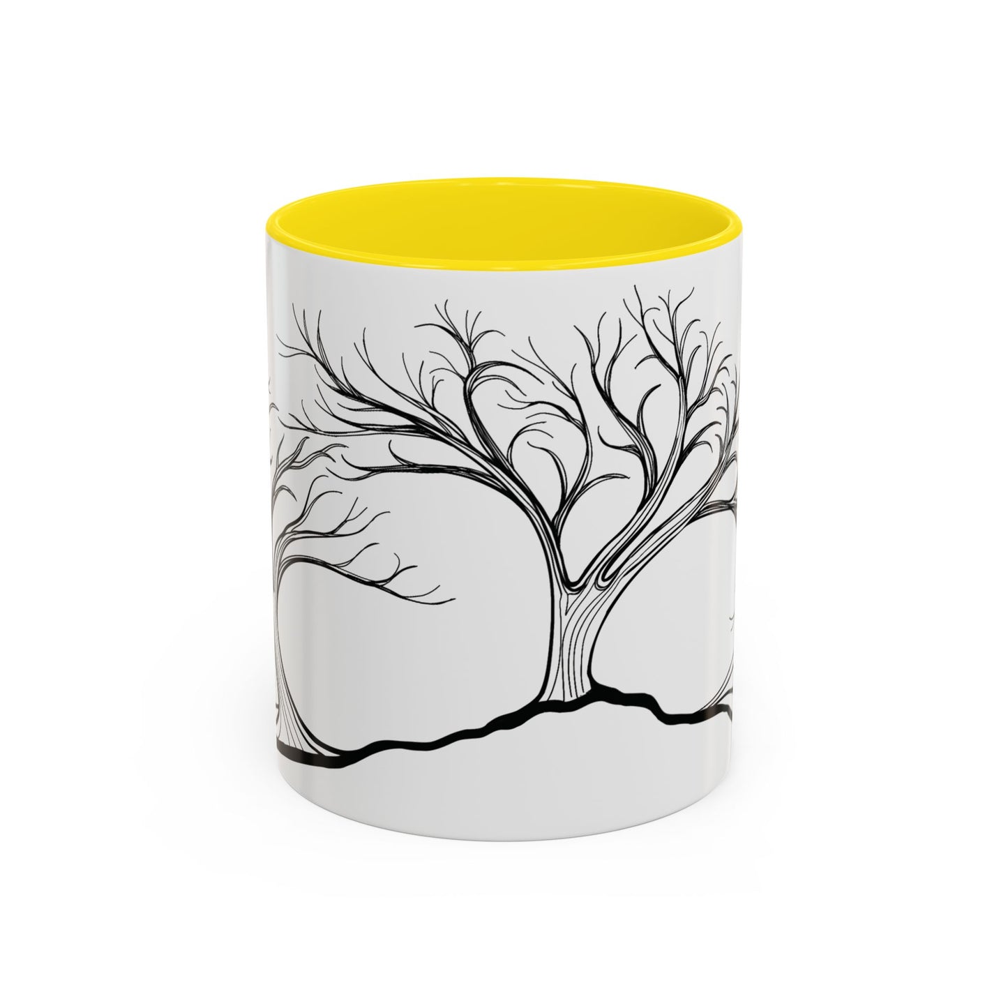 “Winter Wonder”, IMAGINE™ Series, Hand-Drawn Art Print, White Ceramic Accent Mug—4 of 4 Seasons Collection—15 oz or 11 oz