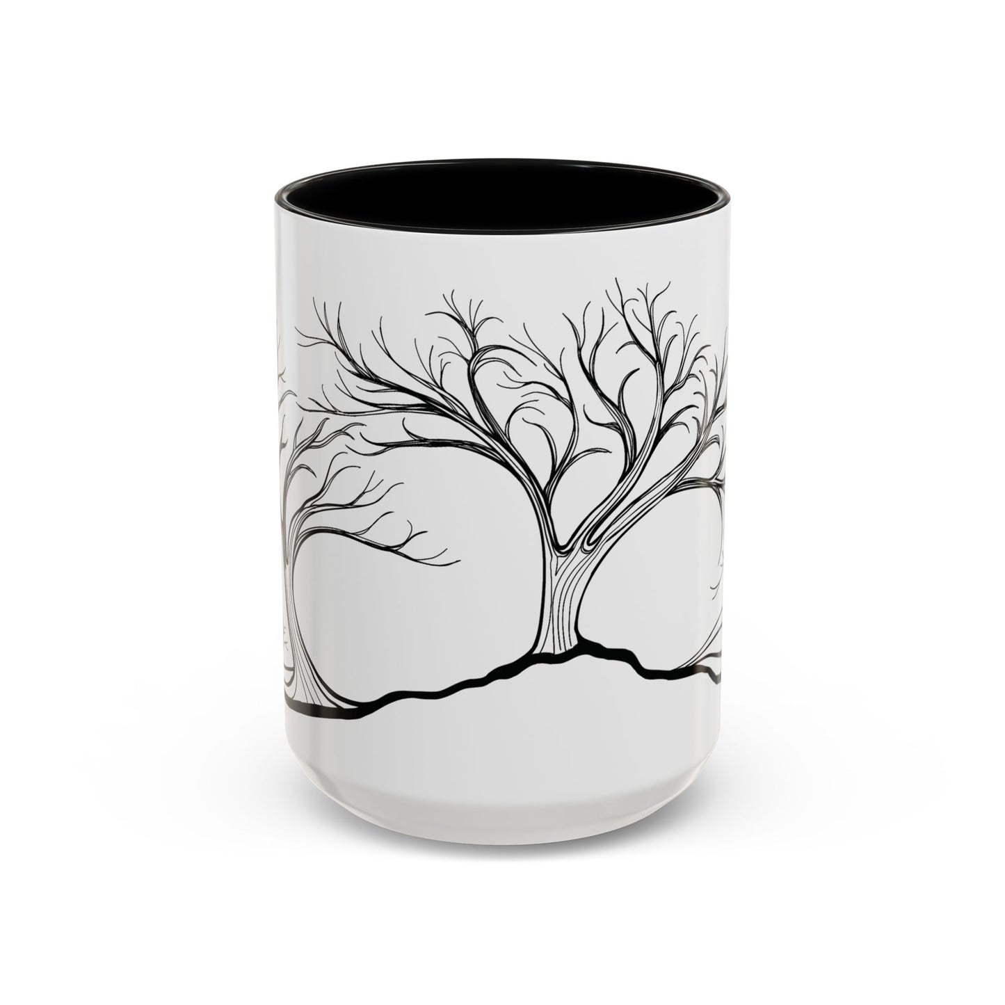 “Winter Wonder”, IMAGINE™ Series, Hand-Drawn Art Print, White Ceramic Accent Mug—4 of 4 Seasons Collection—15 oz or 11 oz