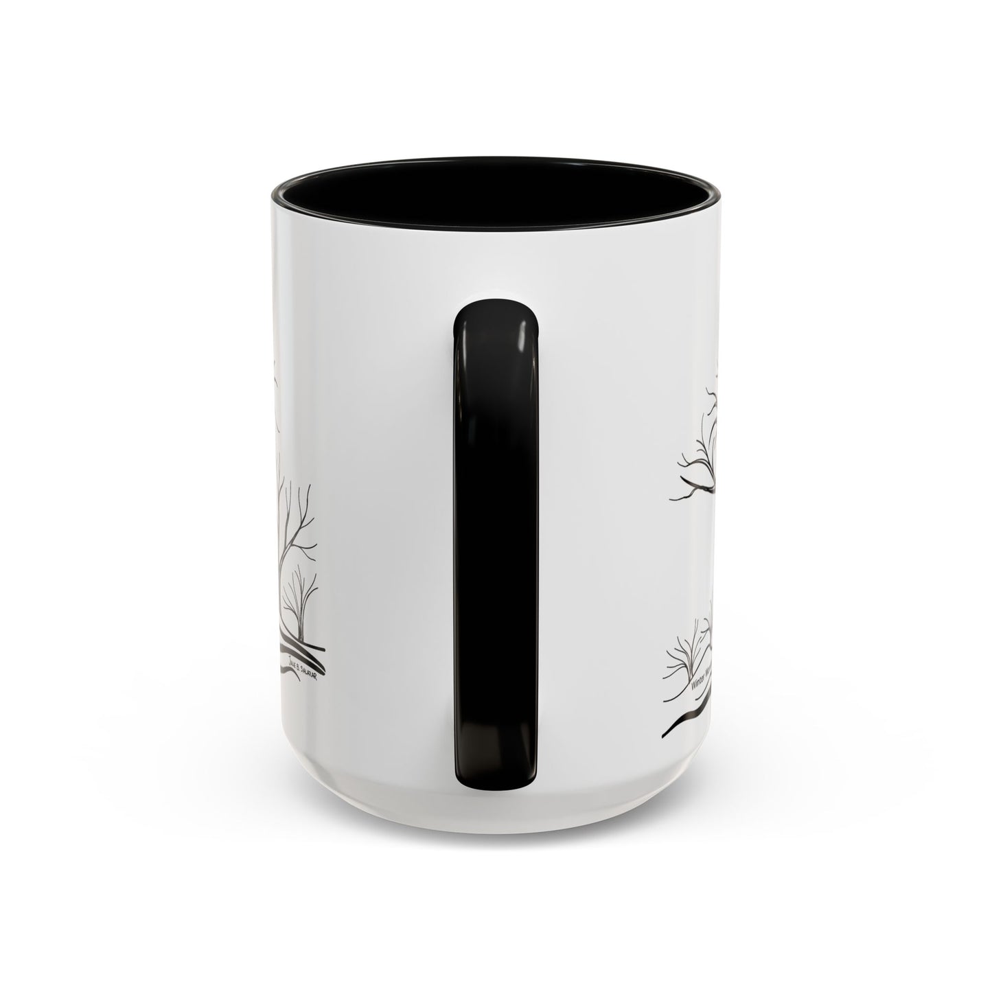 “Winter Wonder”, IMAGINE™ Series, Hand-Drawn Art Print, White Ceramic Accent Mug—4 of 4 Seasons Collection—15 oz or 11 oz