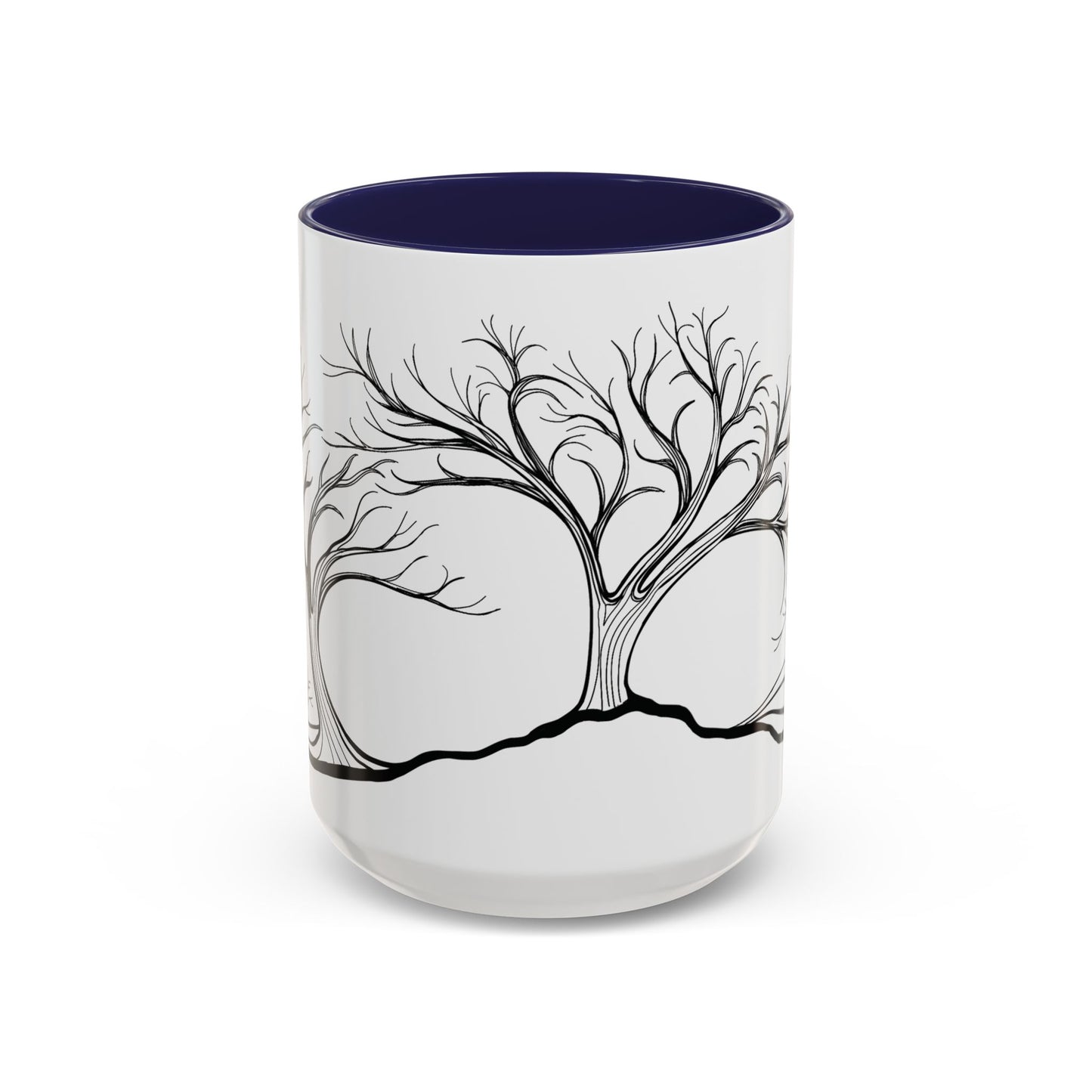 “Winter Wonder”, IMAGINE™ Series, Hand-Drawn Art Print, White Ceramic Accent Mug—4 of 4 Seasons Collection—15 oz or 11 oz