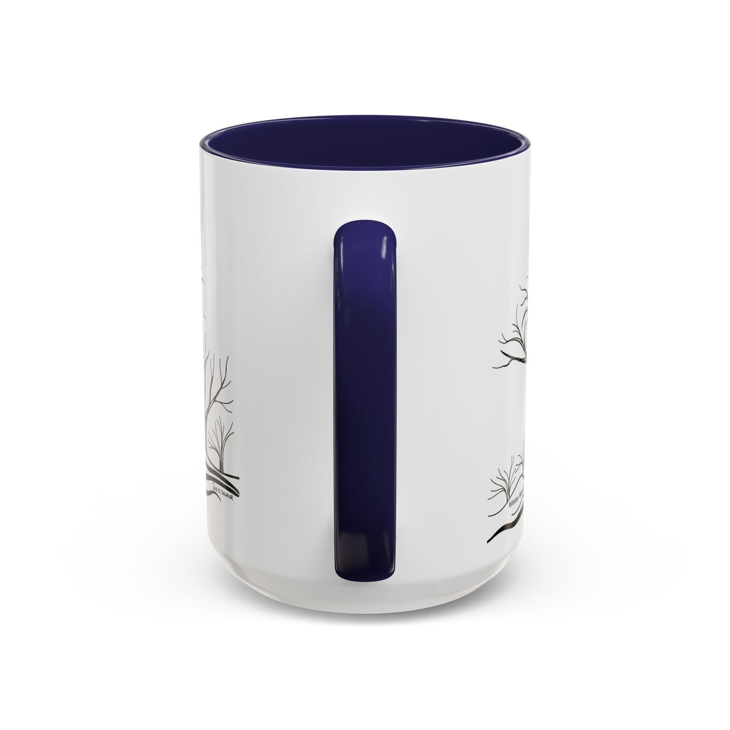 “Winter Wonder”, IMAGINE™ Series, Hand-Drawn Art Print, White Ceramic Accent Mug—4 of 4 Seasons Collection—15 oz or 11 oz