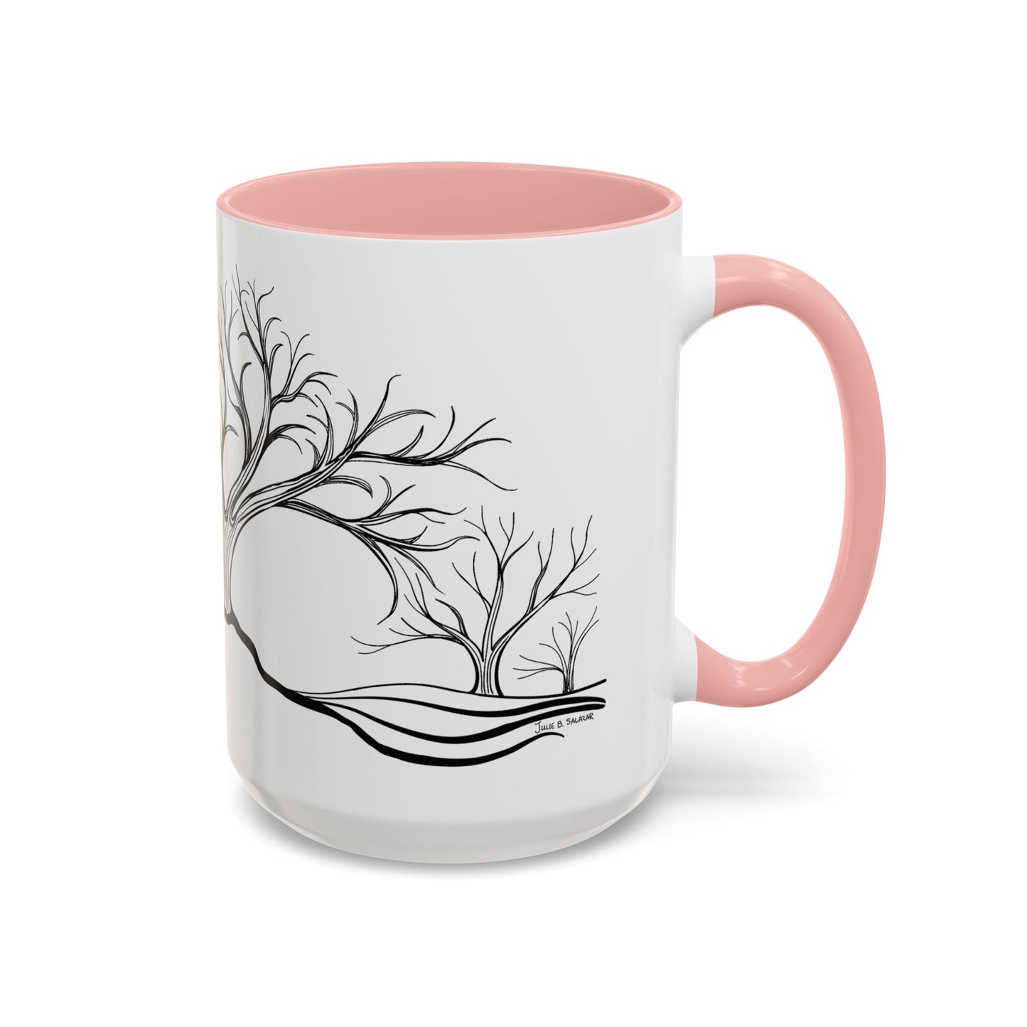 “Winter Wonder”, IMAGINE™ Series, Hand-Drawn Art Print, White Ceramic Accent Mug—4 of 4 Seasons Collection—15 oz or 11 oz