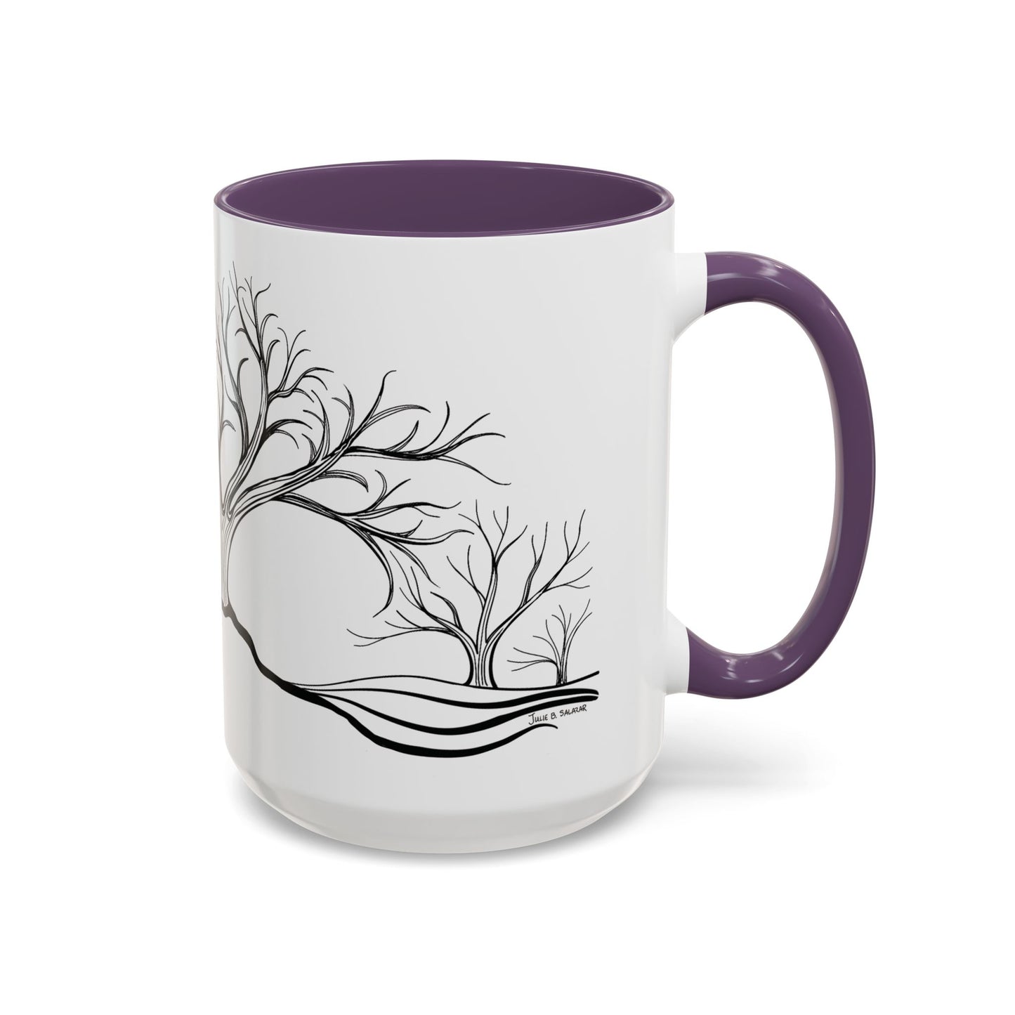 “Winter Wonder”, IMAGINE™ Series, Hand-Drawn Art Print, White Ceramic Accent Mug—4 of 4 Seasons Collection—15 oz or 11 oz