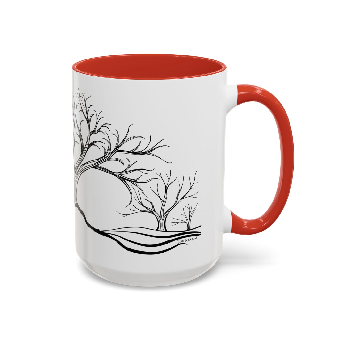 “Winter Wonder”, IMAGINE™ Series, Hand-Drawn Art Print, White Ceramic Accent Mug—4 of 4 Seasons Collection—15 oz or 11 oz