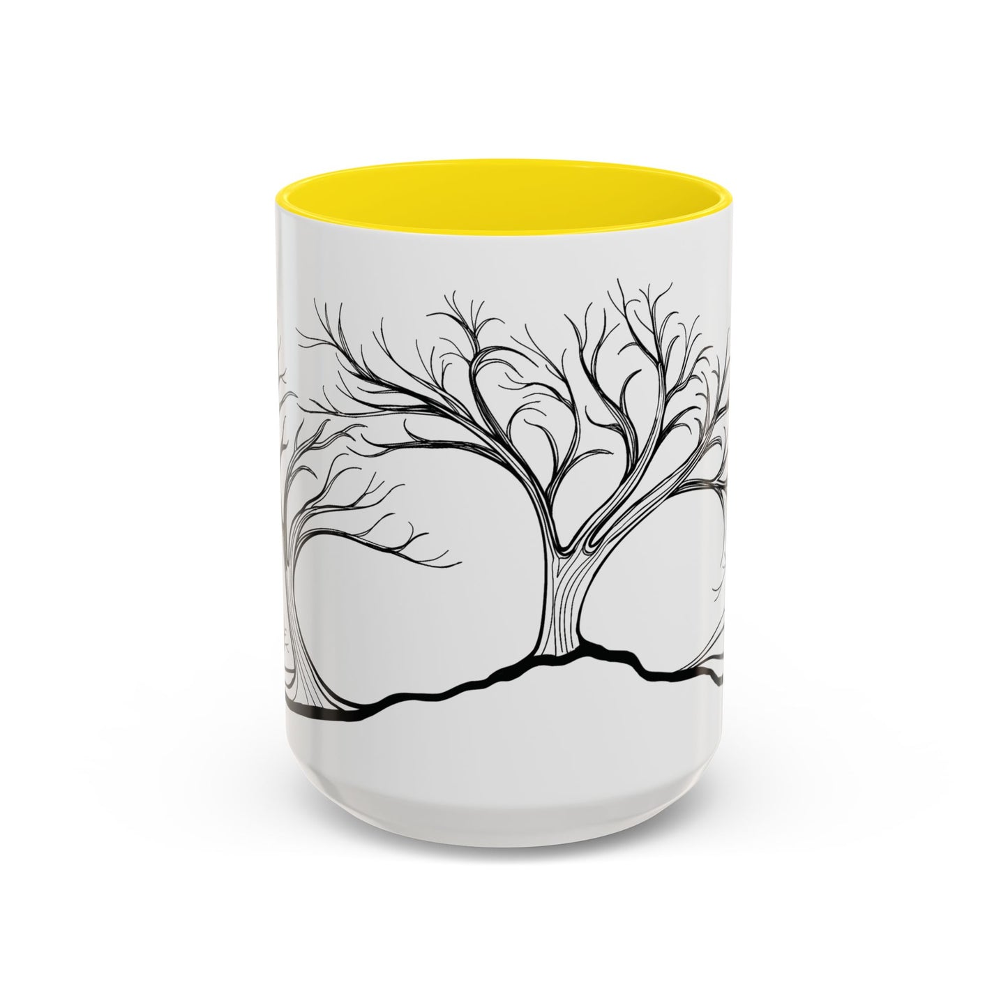 “Winter Wonder”, IMAGINE™ Series, Hand-Drawn Art Print, White Ceramic Accent Mug—4 of 4 Seasons Collection—15 oz or 11 oz