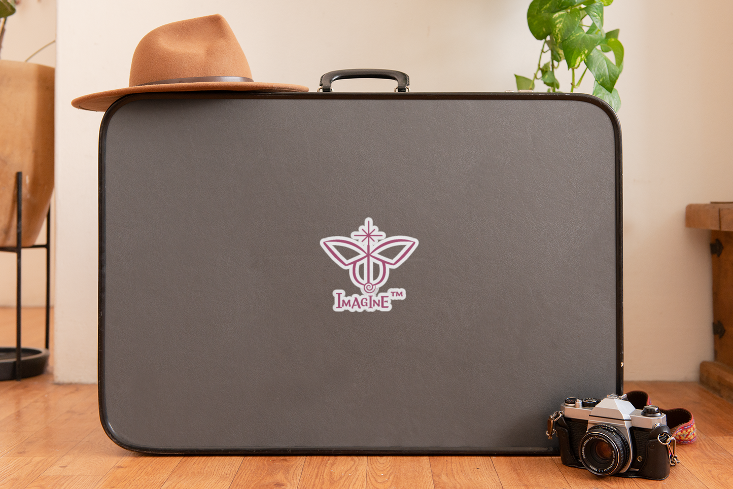 “Imagine, Imagine, Imagine”, IMAGINE™ Series, Butterfly Logo, Hand-Drawn Art Print, Kiss-Cut Stickers, 9 Colors, 2, 3, 4, 6, inch