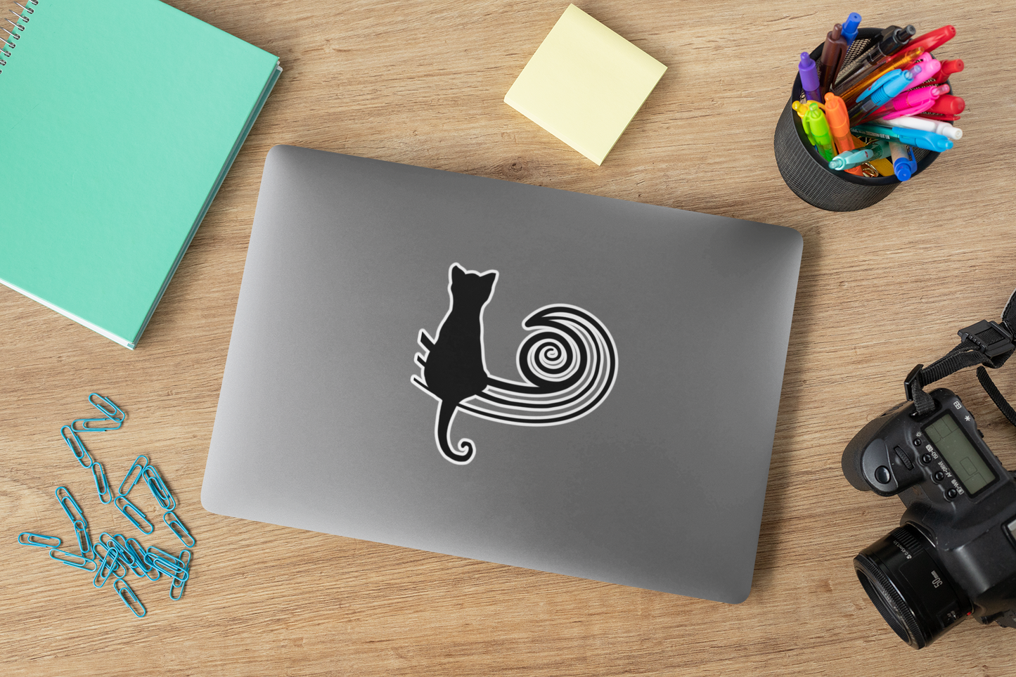 “Cosmic Wave”, IMAGINE™ Series, Hand-Drawn Art Print, Kiss-Cut Stickers, Stellar Kitty Cat Collection, 2, 3, 4, 6, inch