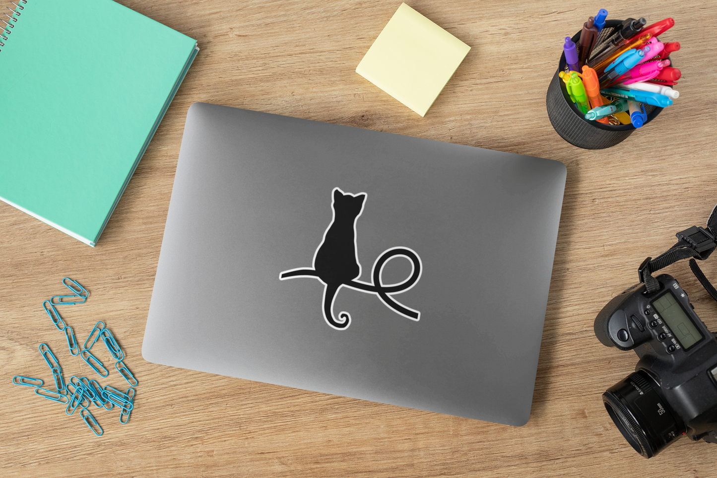 “Daydreaming”, IMAGINE™ Series, Hand-Drawn Art Print, Kiss-Cut Stickers, Stellar Kitty Cat Collection, 2, 3, 4, 6, inch