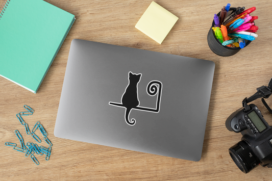 “Night Watch”, IMAGINE™ Series, Hand-Drawn Art Print, Kiss-Cut Stickers, Stellar Kitty Cat Collection, 2, 3, 4, 6, inch